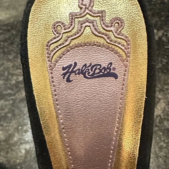 Hale Bob Black Velvet Heels with Floral Detail - Picture 4 of 5